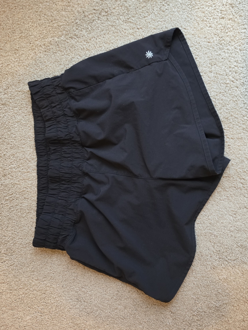 Athleta Black Athletic Shorts with Smocked Waist